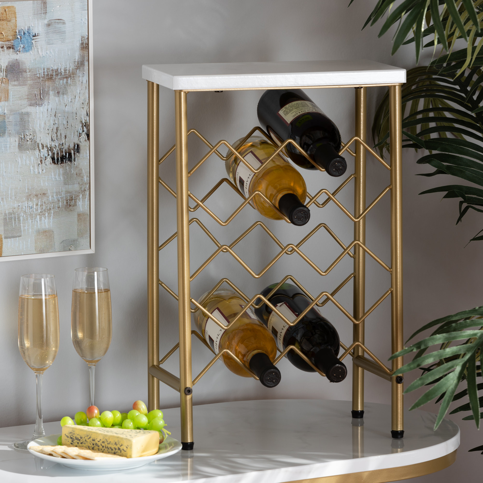 Gold floor wine rack sale